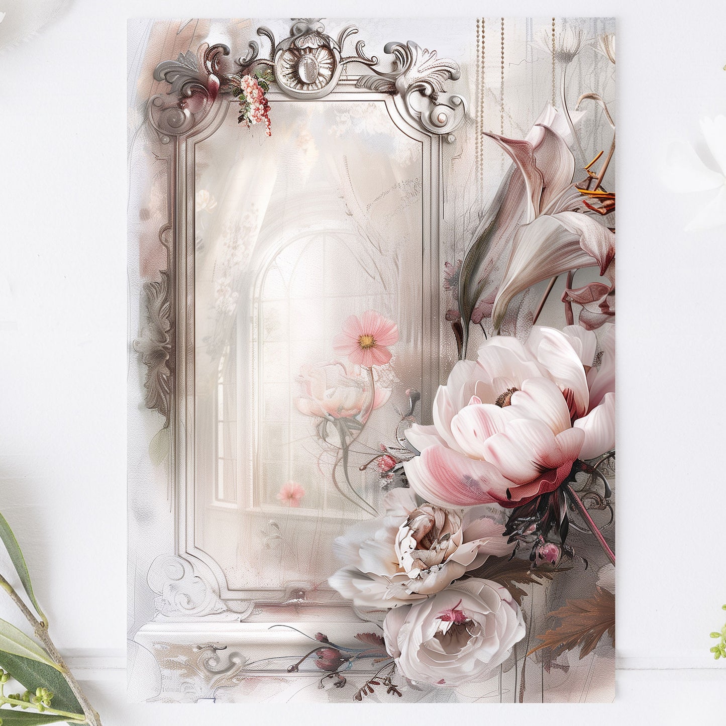 Vykort för postcrossing, scrapbooking & dekoration - Chic Spegel PC592