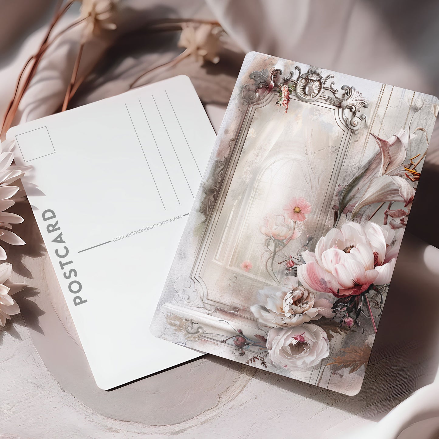 Vykort för postcrossing, scrapbooking & dekoration - Chic Spegel PC592