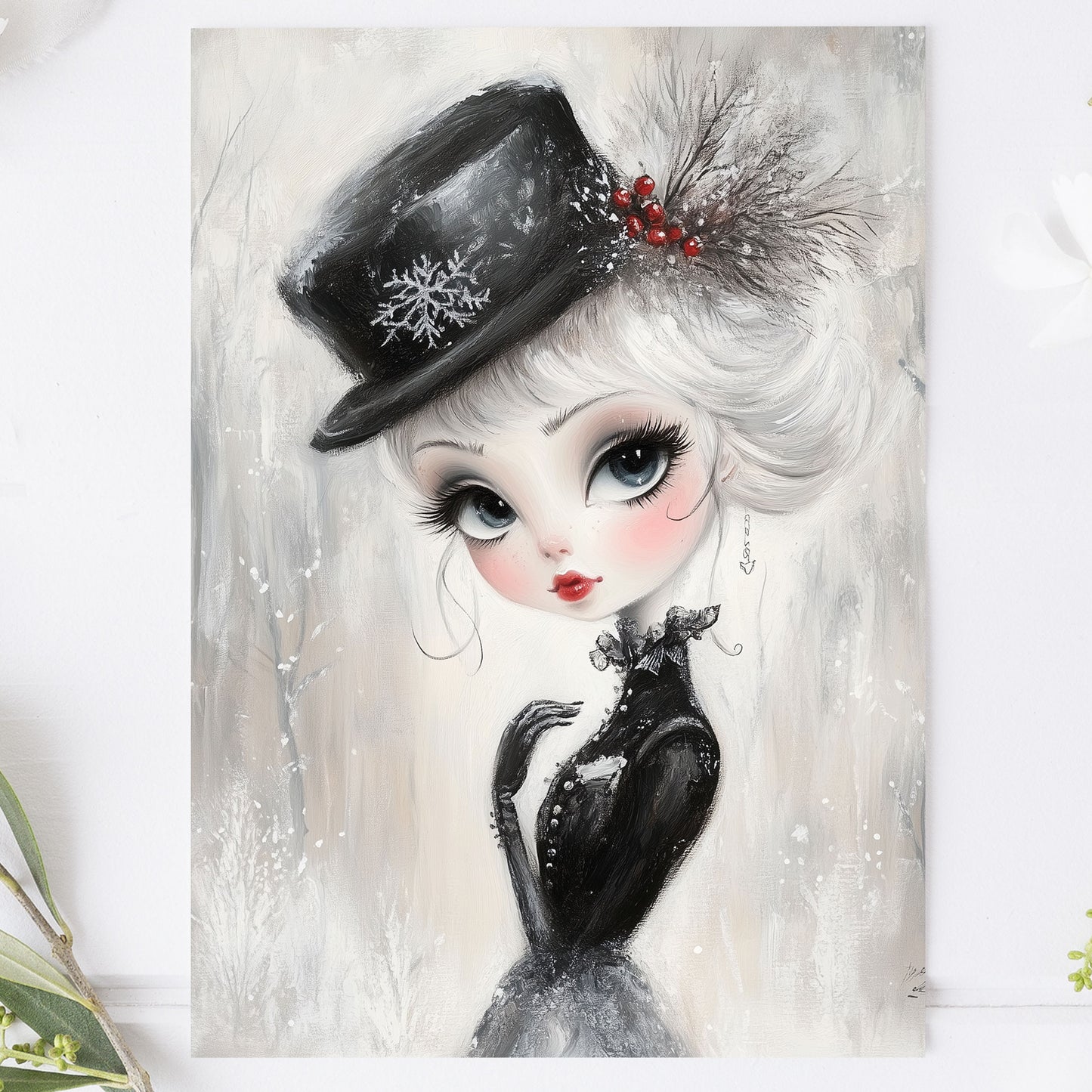 Vykort för postcrossing, scrapbooking & dekoration - Whimsical Flicka Retrostil PC594