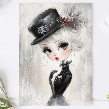 Vykort för postcrossing, scrapbooking & dekoration - Whimsical Flicka Retrostil PC594