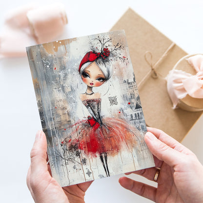 Vykort för postcrossing, scrapbooking & dekoration - Whimsical Flicka Retrostil PC596