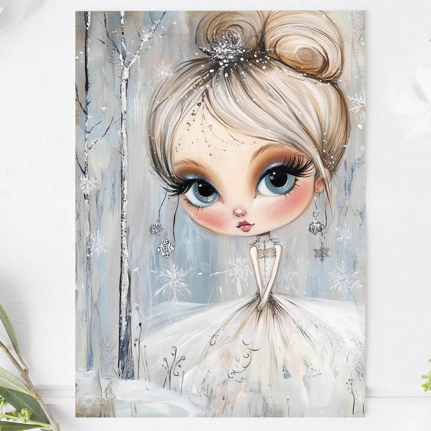 Vykort för postcrossing, scrapbooking & dekoration - Whimsical Flicka Retrostil PC597