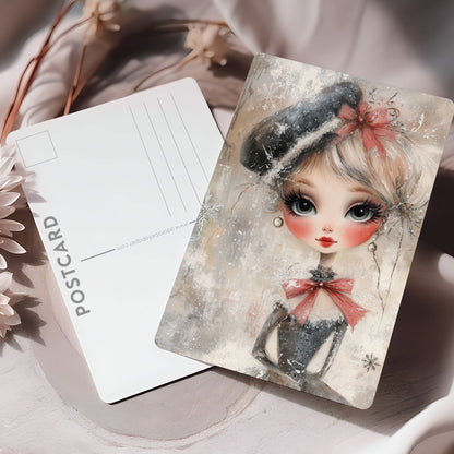 Vykort för postcrossing, scrapbooking & dekoration - Whimsical Flicka Retrostil PC598