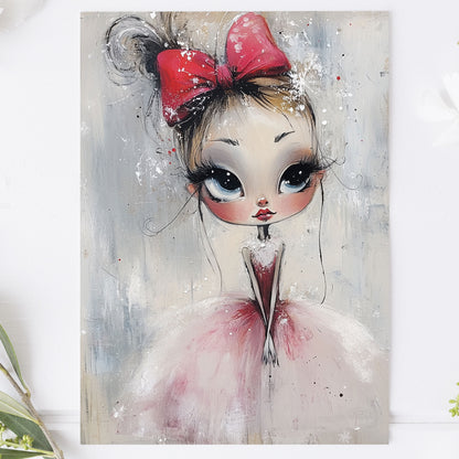 Vykort för postcrossing, scrapbooking & dekoration - Whimsical Flicka Retrostil PC599