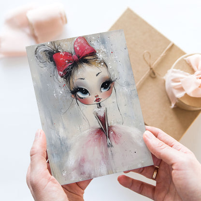 Vykort för postcrossing, scrapbooking & dekoration - Whimsical Flicka Retrostil PC599