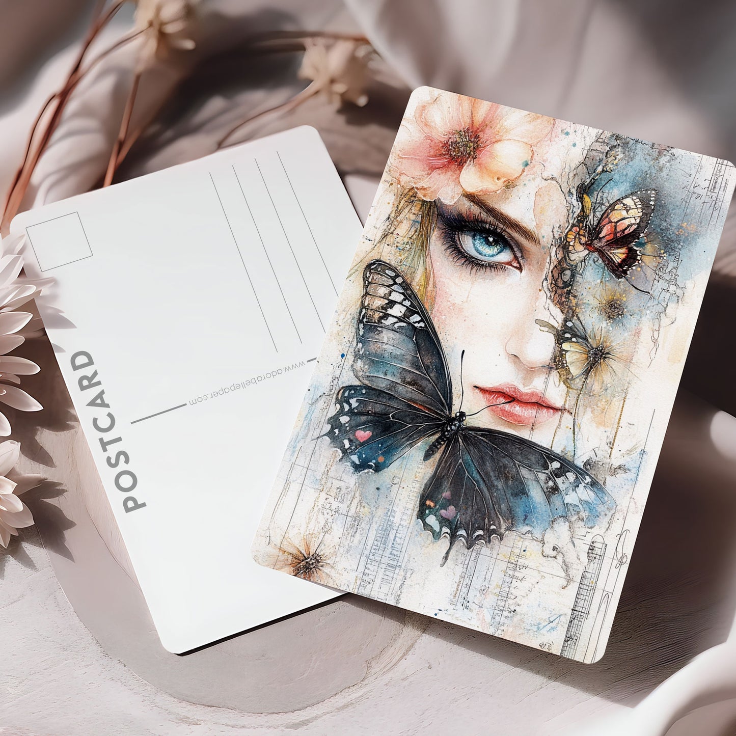 Vykort för postcrossing, scrapbooking & dekoration - Viktoriansk Tjej PC605