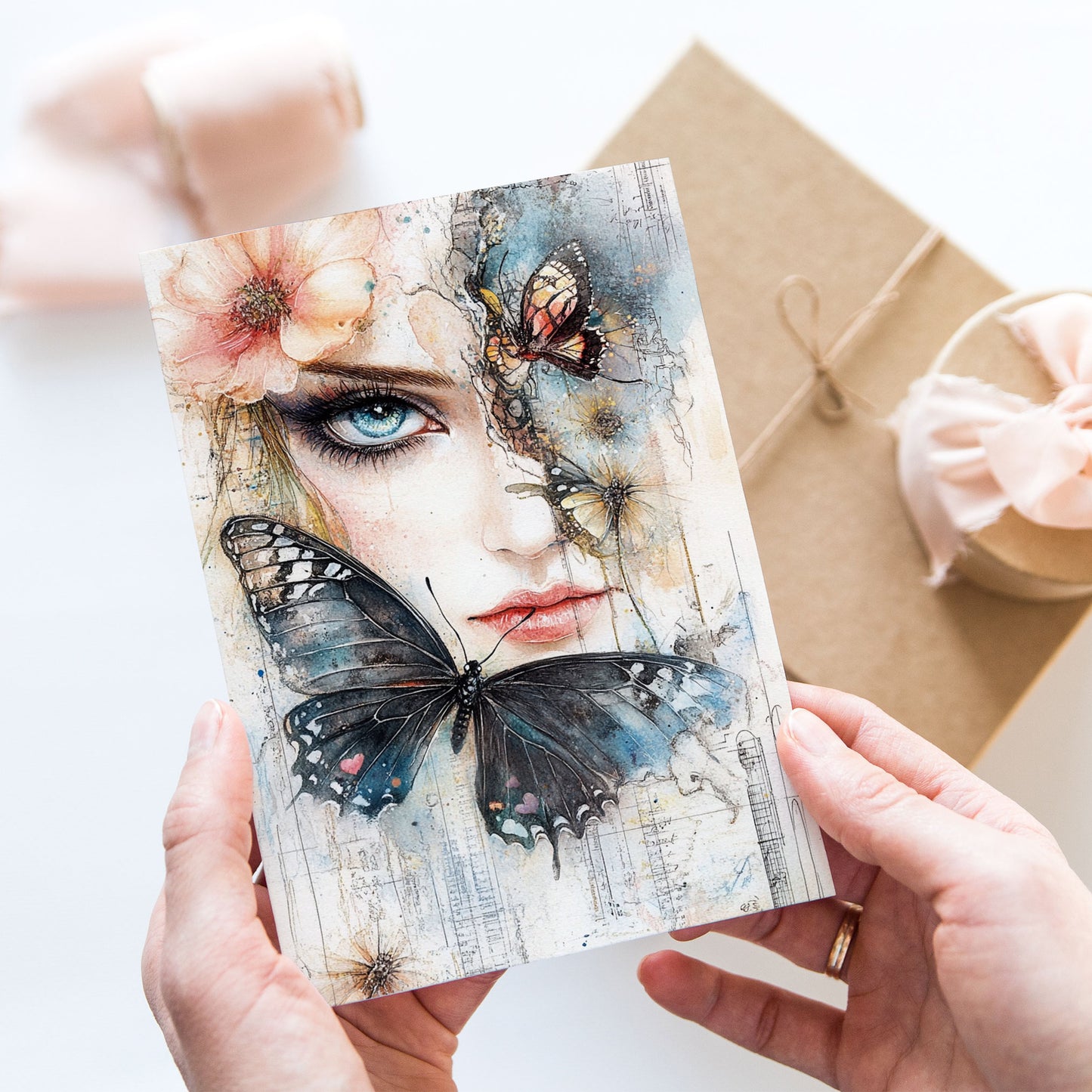 Vykort för postcrossing, scrapbooking & dekoration - Viktoriansk Tjej PC605