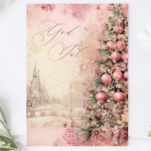 Vykort för postcrossing, scrapbooking & dekoration - God Jul PC609