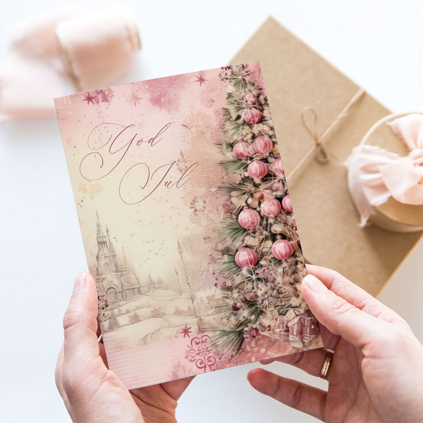 Vykort för postcrossing, scrapbooking & dekoration - God Jul PC609