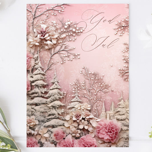 Vykort för postcrossing, scrapbooking & dekoration - God Jul PC610