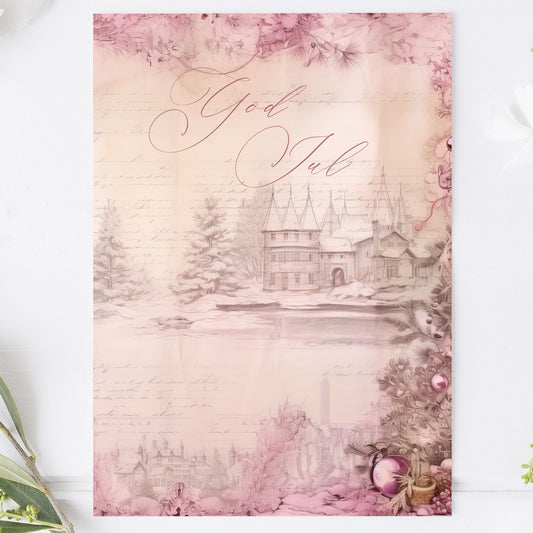 Vykort för postcrossing, scrapbooking & dekoration - God Jul PC611
