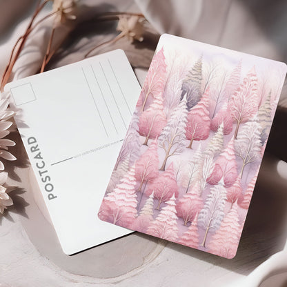 Vykort för postcrossing, scrapbooking & dekoration - Rosa Skog PC612