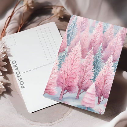 Vykort för postcrossing, scrapbooking & dekoration - Rosa Skog PC614