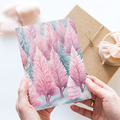 Vykort för postcrossing, scrapbooking & dekoration - Rosa Skog PC614