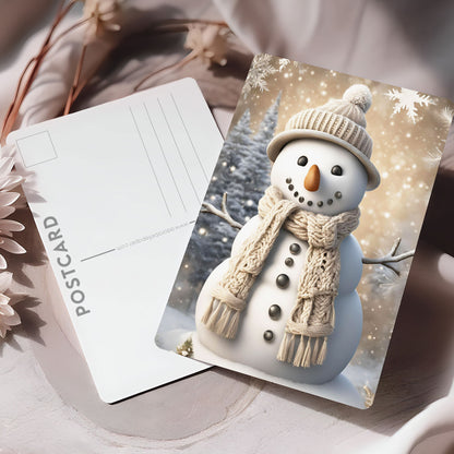 Vykort för postcrossing, scrapbooking & dekoration - Söt Snögubbe PC618