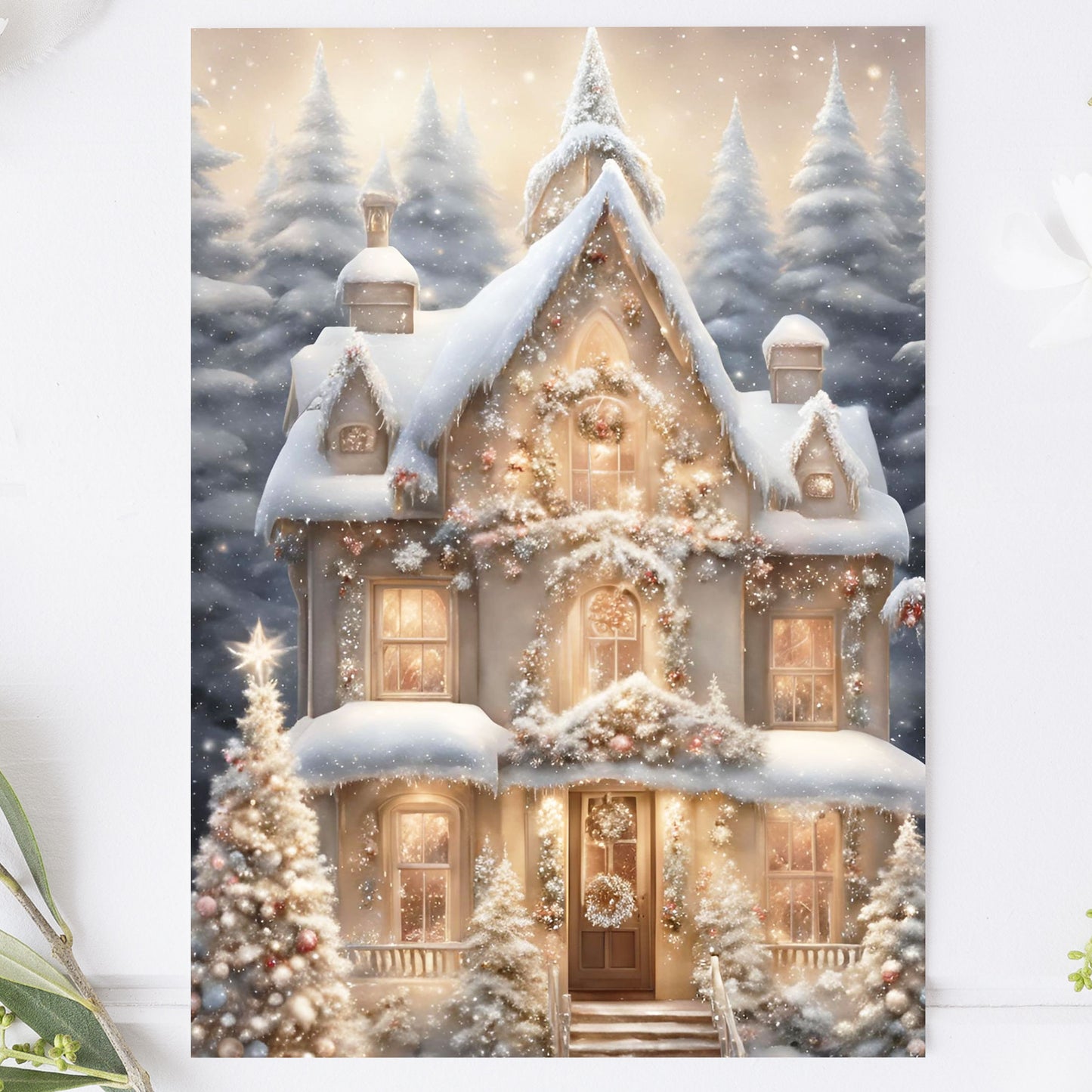 Vykort för postcrossing, scrapbooking & dekoration - Julhus PC619