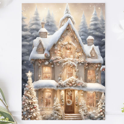 Vykort för postcrossing, scrapbooking & dekoration - Julhus PC619