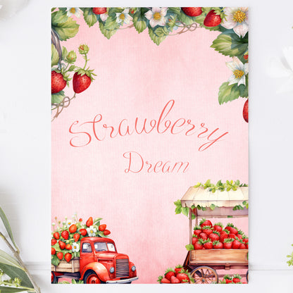 Vykort för postcrossing, scrapbooking & dekoration - Strawberry Dreams PC627