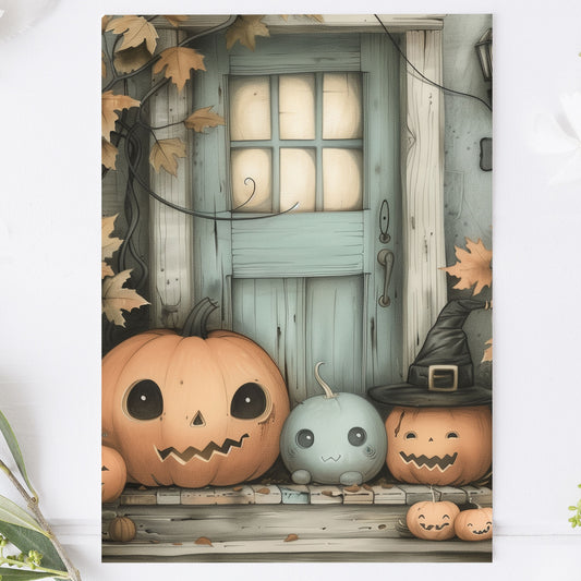 Vykort för postcrossing, scrapbooking & dekoration - Glada Pumpor PC628