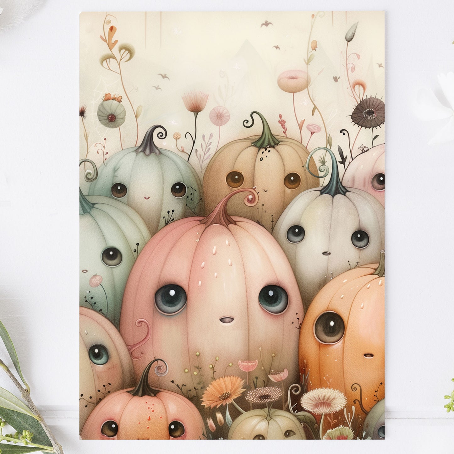 Vykort för postcrossing, scrapbooking & dekoration - Söta Pumpor PC629