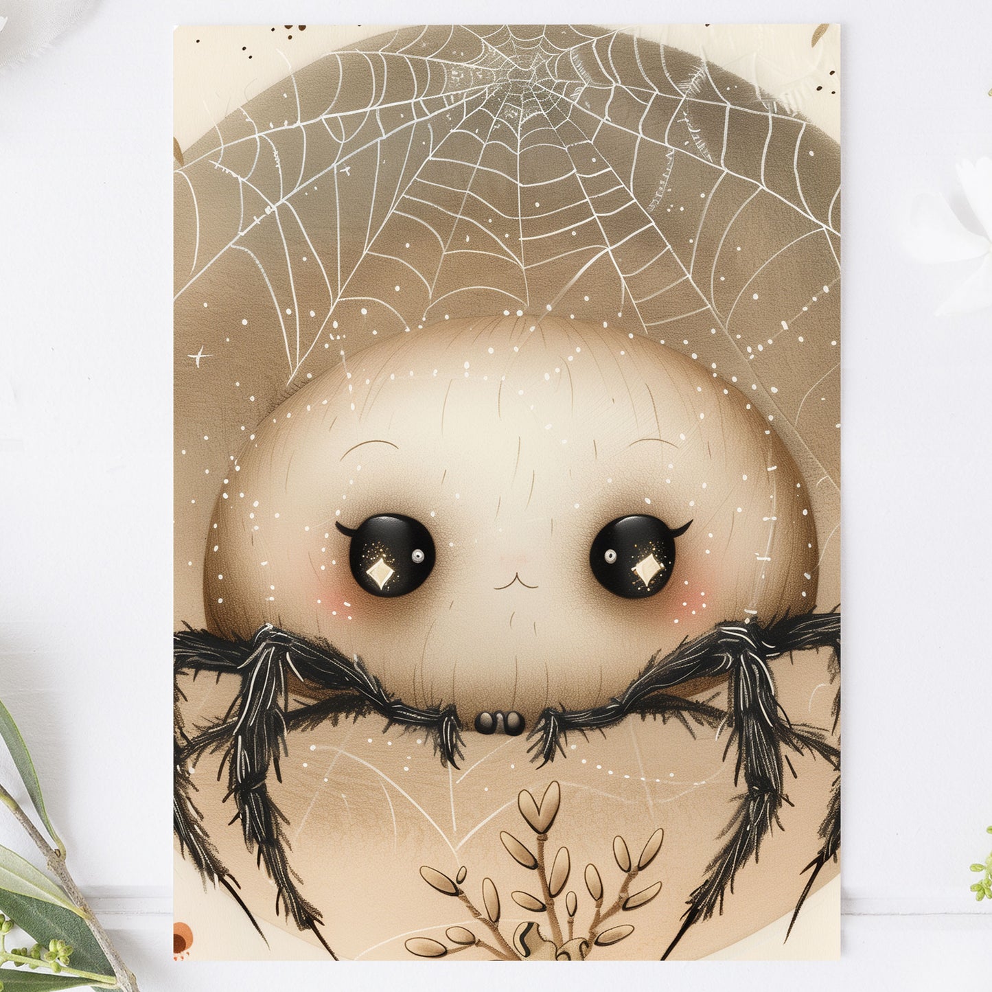 Vykort för postcrossing, scrapbooking & dekoration - Söt Spindel PC631