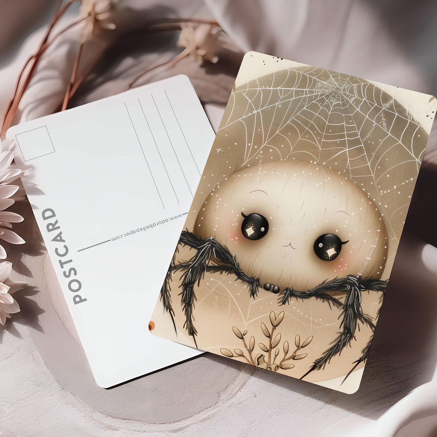 Vykort för postcrossing, scrapbooking & dekoration - Söt Spindel PC631