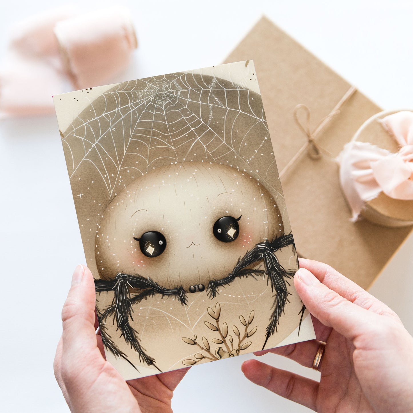 Vykort för postcrossing, scrapbooking & dekoration - Söt Spindel PC631