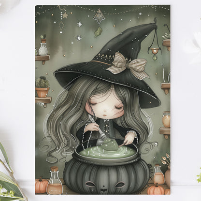 Vykort för postcrossing, scrapbooking & dekoration - Söt Häxa PC632