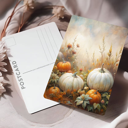 Vykort för postcrossing, scrapbooking & dekoration - Vita pumpor PC633