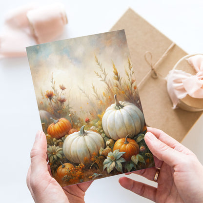 Vykort för postcrossing, scrapbooking & dekoration - Vita pumpor PC633