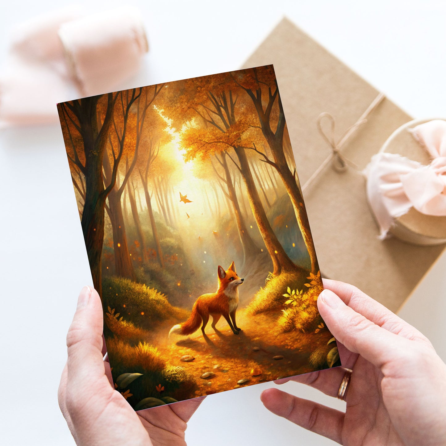 Vykort för postcrossing, scrapbooking & dekoration - Höst Räv PC634