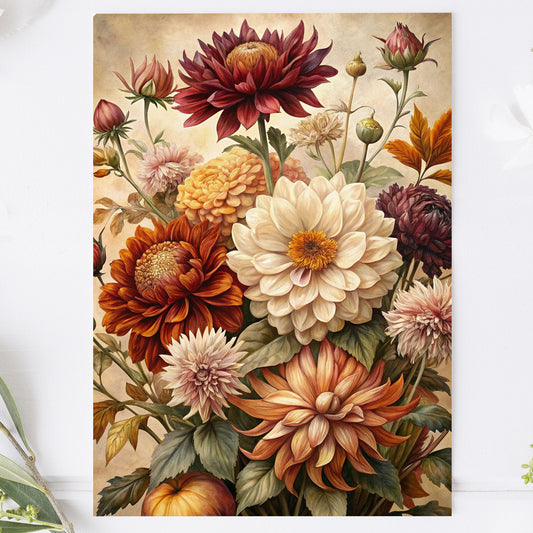 Vykort för postcrossing, scrapbooking & dekoration - Höstblommor PC637