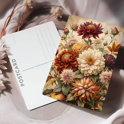 Vykort för postcrossing, scrapbooking & dekoration - Höstblommor PC637