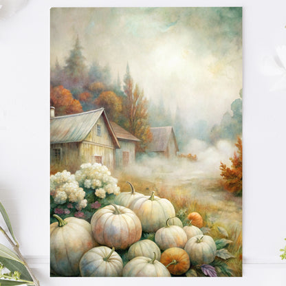 Vykort för postcrossing, scrapbooking & dekoration - Bondgård Pumpor PC638