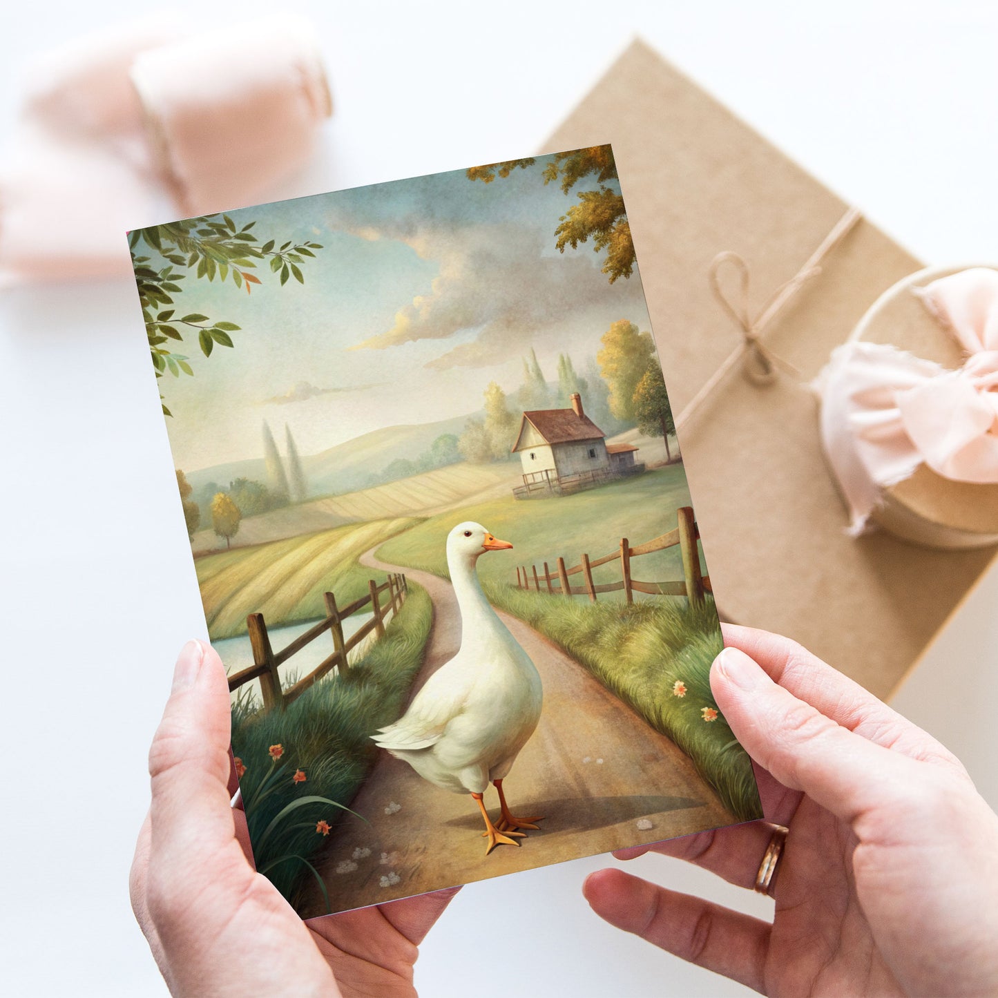 Vykort för postcrossing, scrapbooking & dekoration - Gås på väg PC639