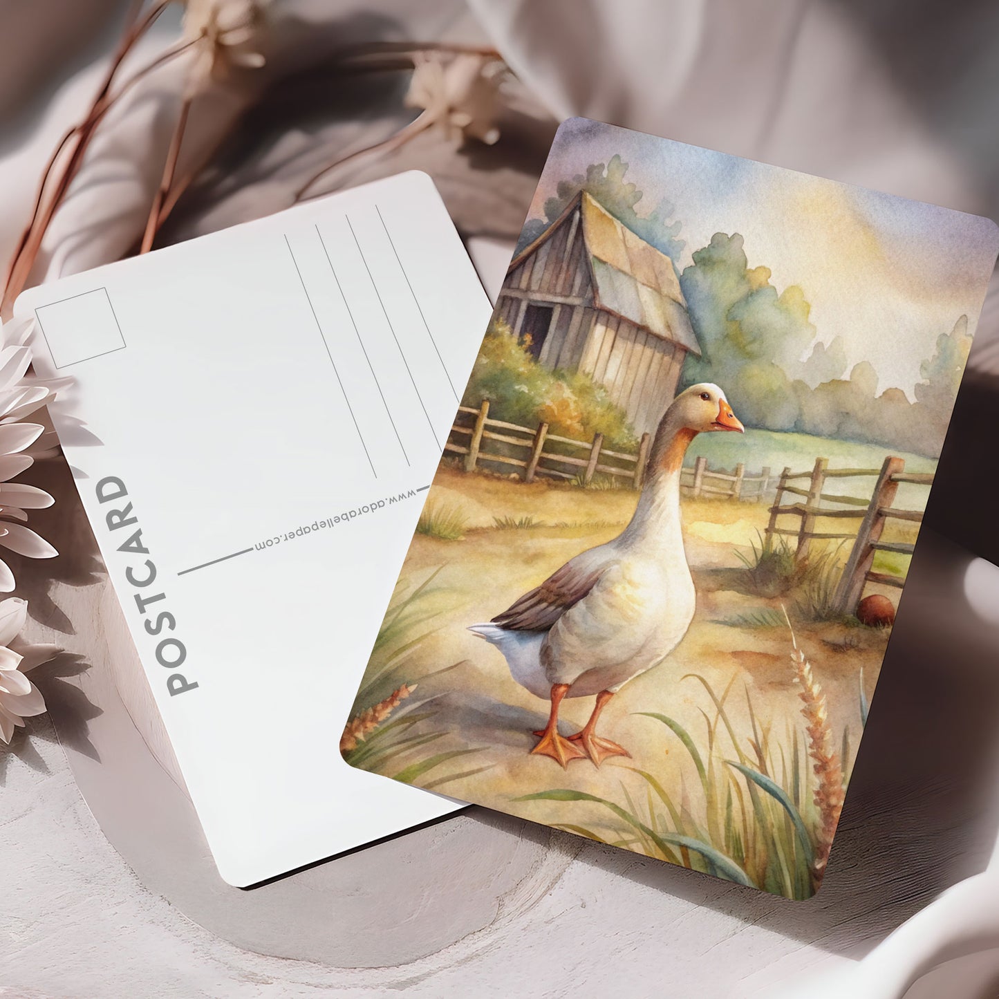 Vykort för postcrossing, scrapbooking & dekoration - Bondgård Gås PC640