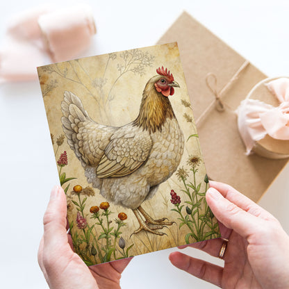 Vykort för postcrossing, scrapbooking & dekoration - Bondgård Höna PC644
