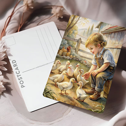 Vykort för postcrossing, scrapbooking & dekoration - Bondgård Pojke PC645