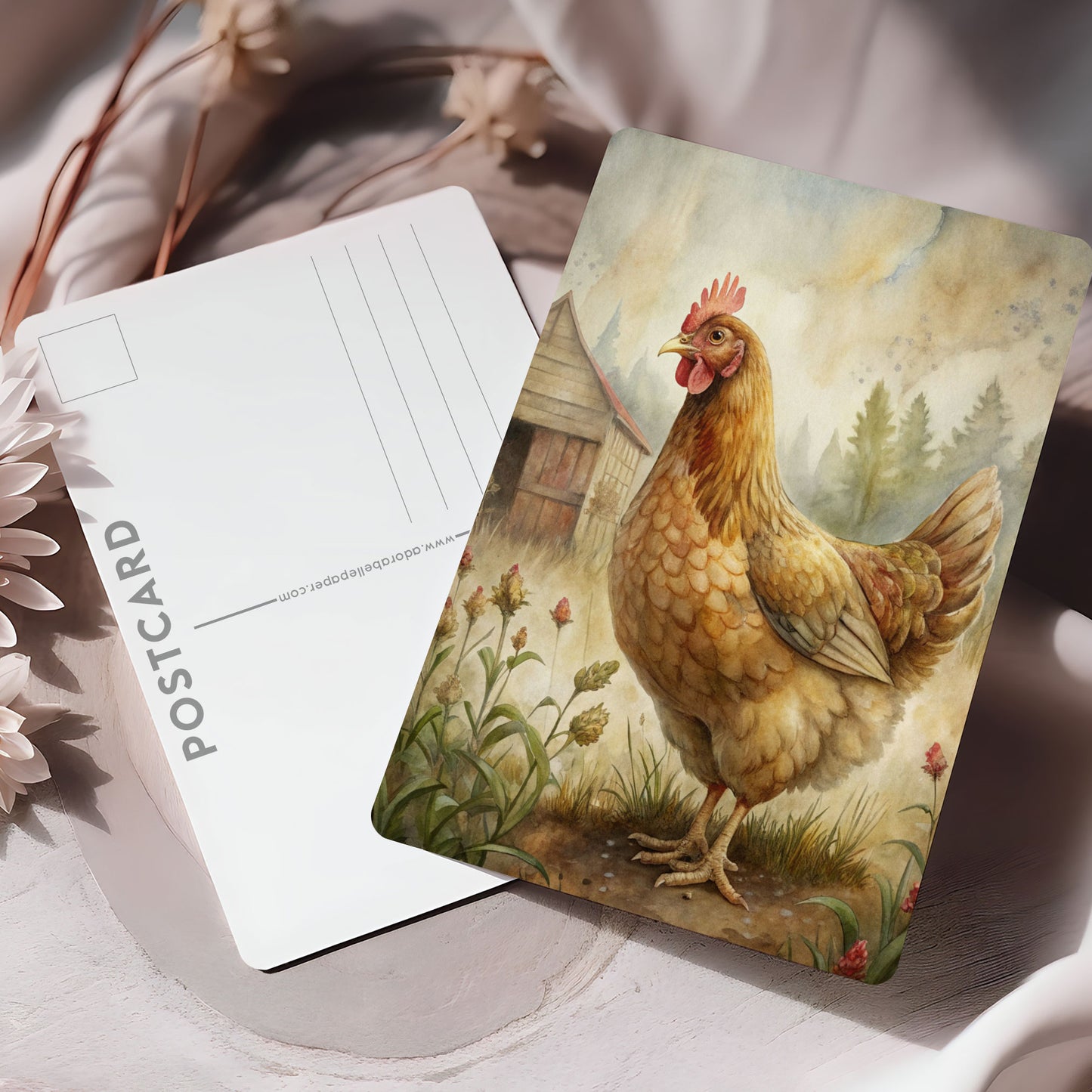 Vykort för postcrossing, scrapbooking & dekoration - Bondgård Höna 2 PC650