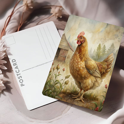 Vykort för postcrossing, scrapbooking & dekoration - Bondgård Höna 2 PC650