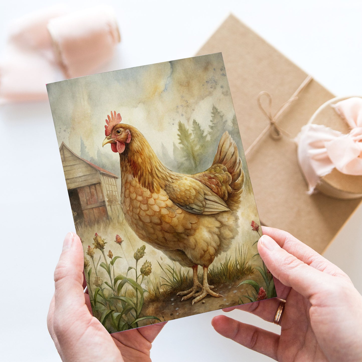 Vykort för postcrossing, scrapbooking & dekoration - Bondgård Höna 2 PC650