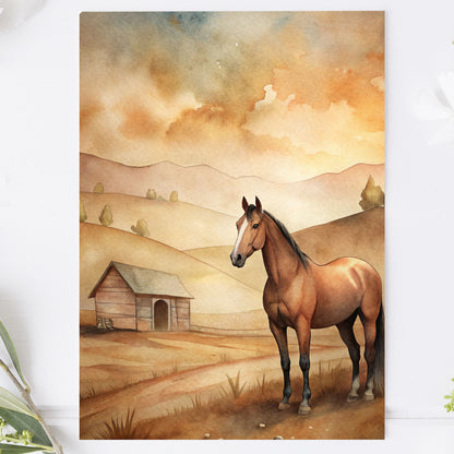 Vykort för postcrossing, scrapbooking & dekoration - Bondgård Häst PC651