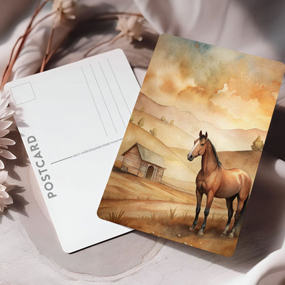 Vykort för postcrossing, scrapbooking & dekoration - Bondgård Häst PC651