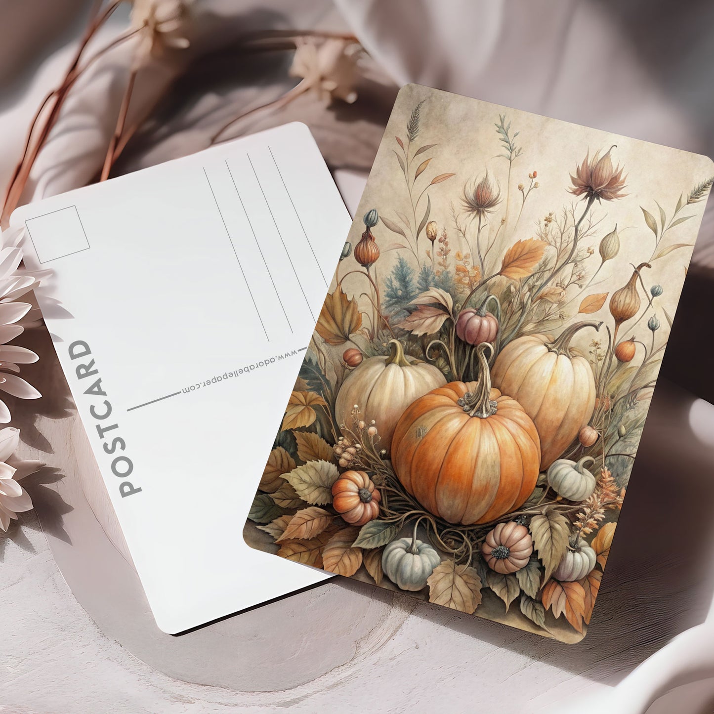 Vykort för postcrossing, scrapbooking & dekoration - Höstpumpor PC652