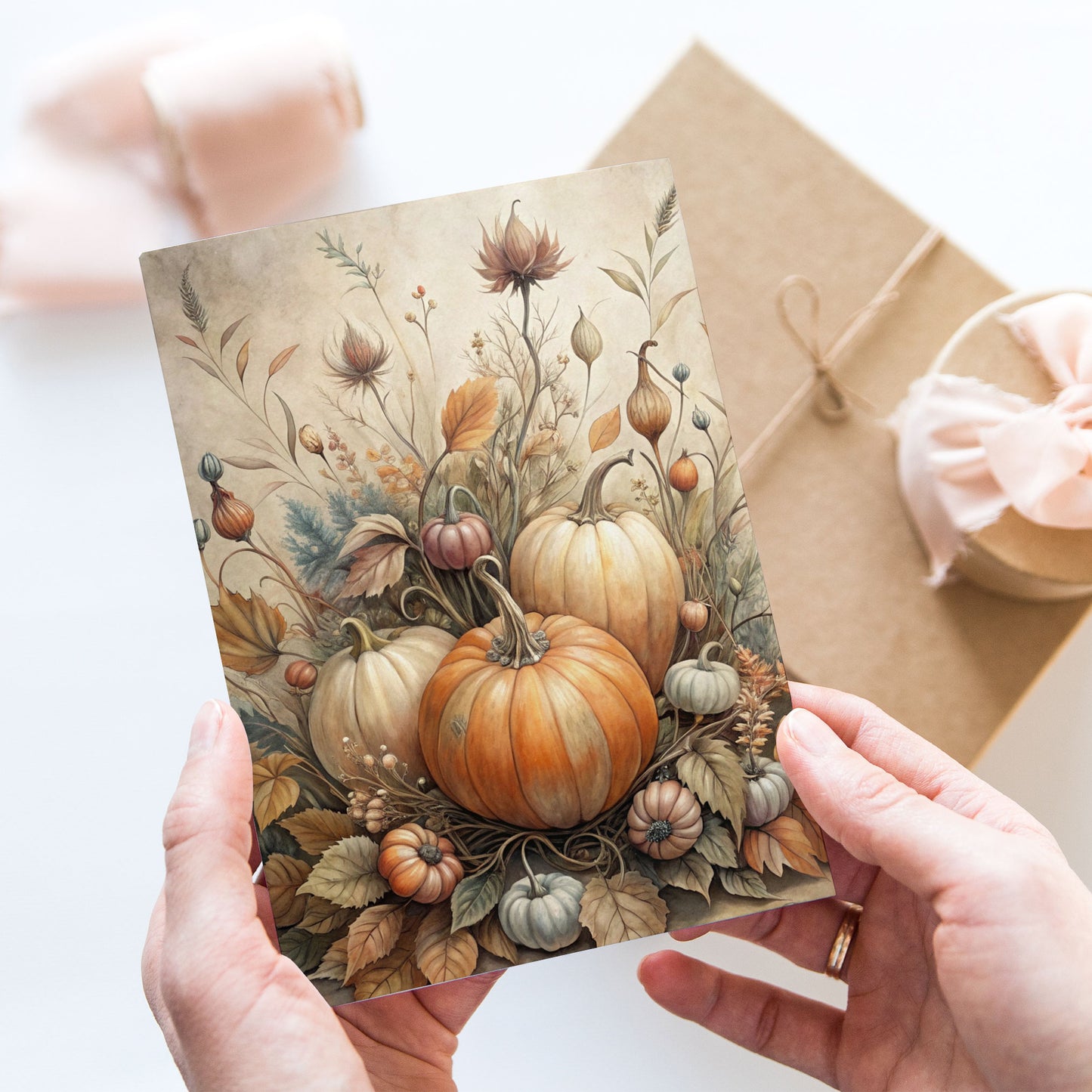 Vykort för postcrossing, scrapbooking & dekoration - Höstpumpor PC652