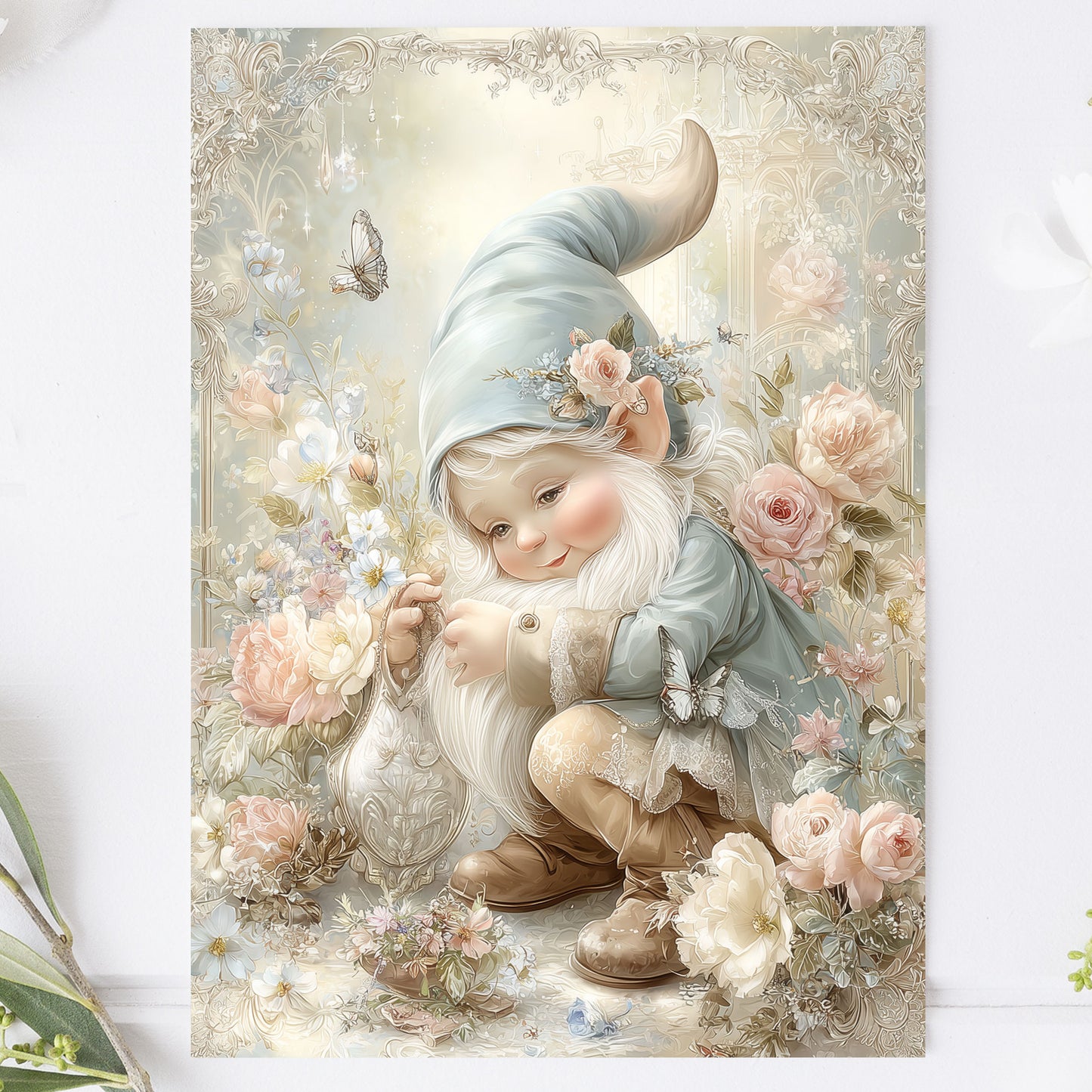 Vykort för postcrossing, scrapbooking & dekoration - Fantasy Tomte PC653