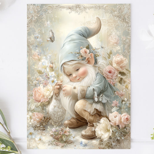 Vykort för postcrossing, scrapbooking & dekoration - Fantasy Tomte PC653