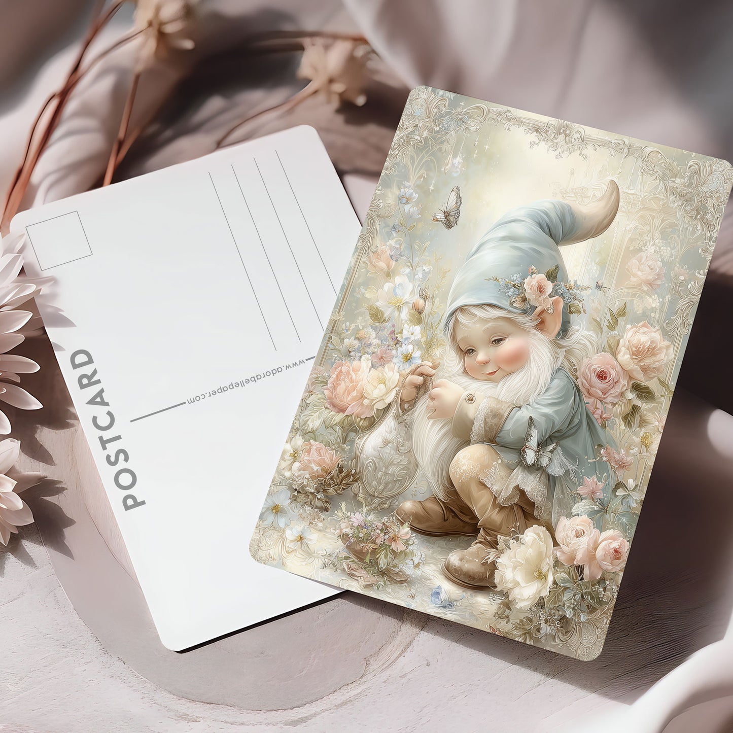 Vykort för postcrossing, scrapbooking & dekoration - Fantasy Tomte PC653