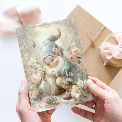 Vykort för postcrossing, scrapbooking & dekoration - Fantasy Tomte PC653