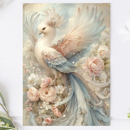 Vykort för postcrossing, scrapbooking & dekoration - Fantasy Fågel PC654